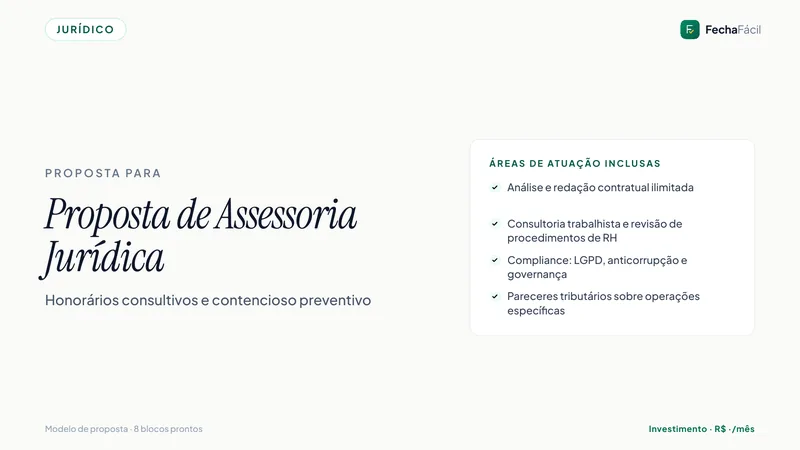 Modelo de proposta — Advocacia — Honorários consultivos