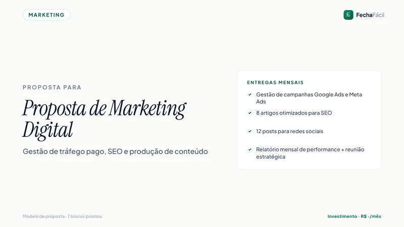 Modelo de proposta — Agência — Marketing digital