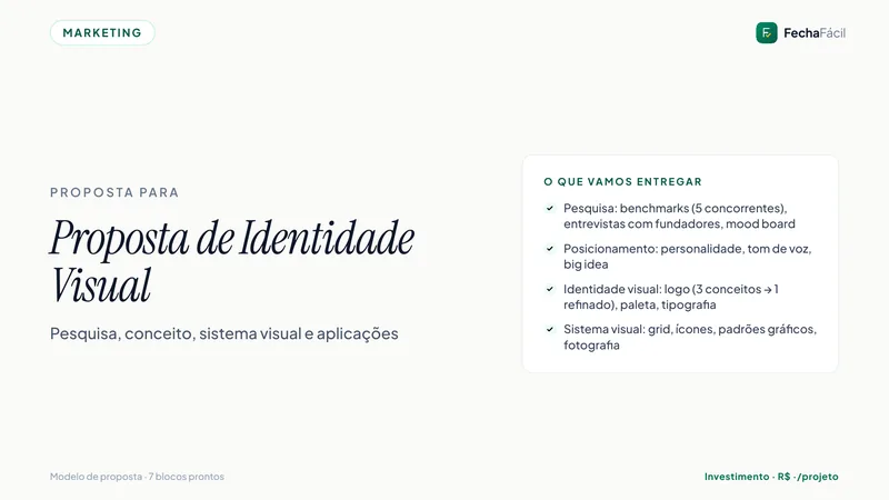 Modelo de proposta — Branding & Design — Identidade visual