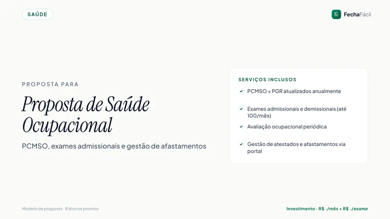 Modelo de proposta — Clínica & Saúde — Atendimento corporativo