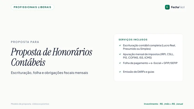 Modelo de proposta — Contabilidade — Honorários mensais