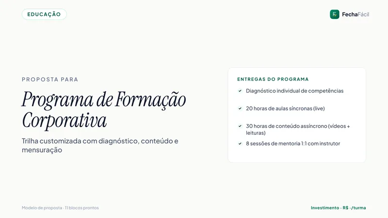 Modelo de proposta — Cursos & Educação — Formação corporativa