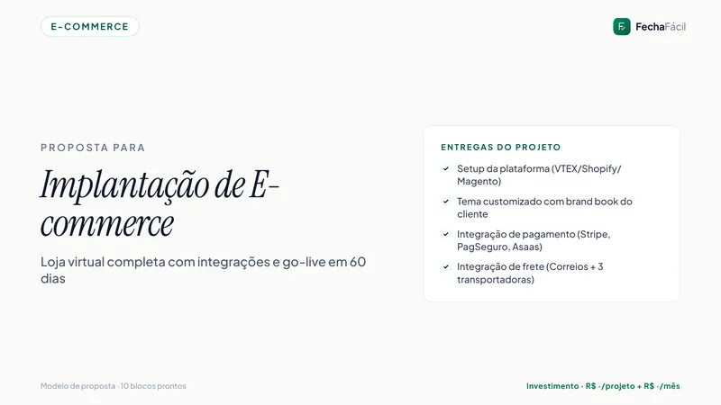 Modelo de proposta — E-commerce — Implantação de loja virtual