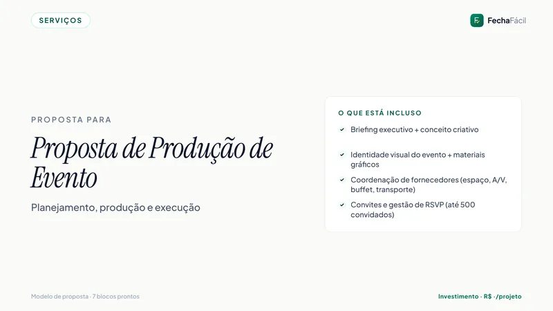 Modelo de proposta — Eventos corporativos — Produção