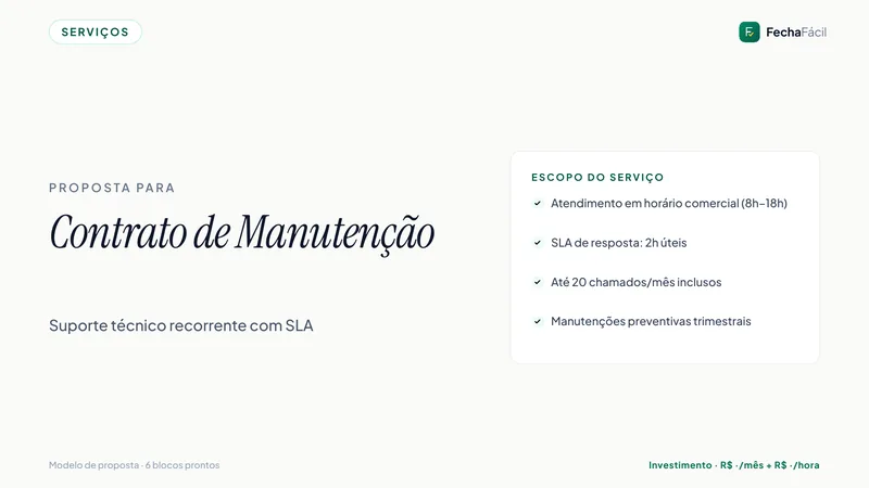 Modelo de proposta — Manutenção recorrente