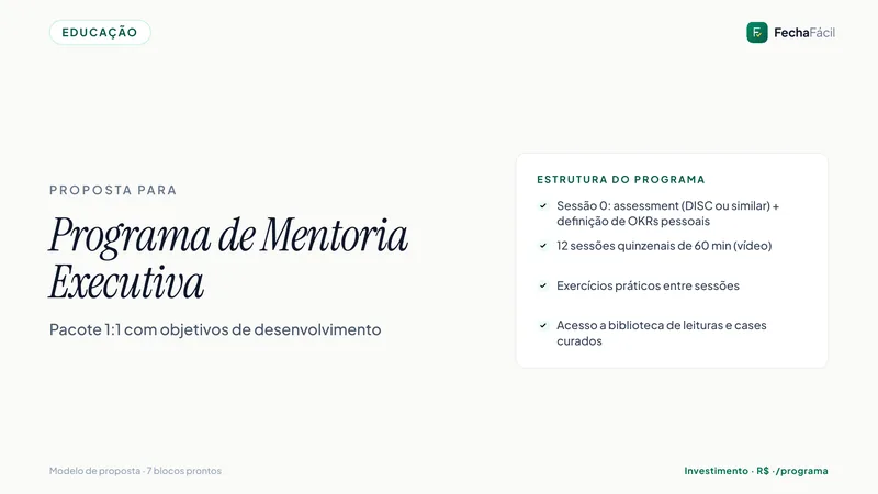Modelo de proposta — Mentoria executiva 1:1