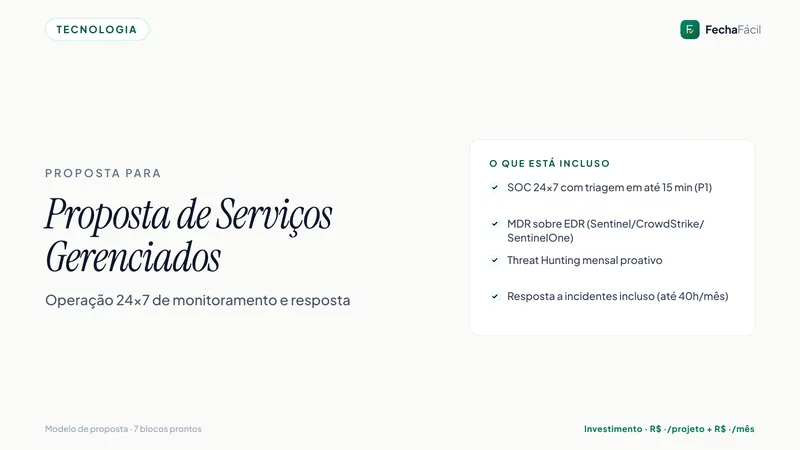 Modelo de proposta — MSP / Segurança da informação