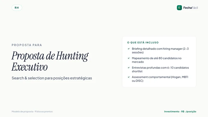 Modelo de proposta — RH & Recrutamento — Hunting executivo